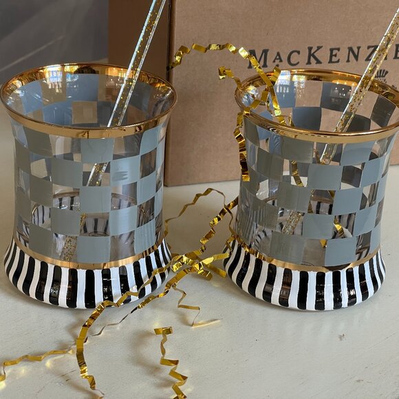 MacKenzie-Childs Carnival Sterling Tumbler Glasses (Set of 2)-NEW - Picture 2 of 12